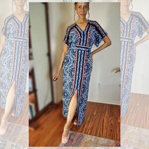 New Cato Elastic Wasitline Floral Maxi Kimono Dress